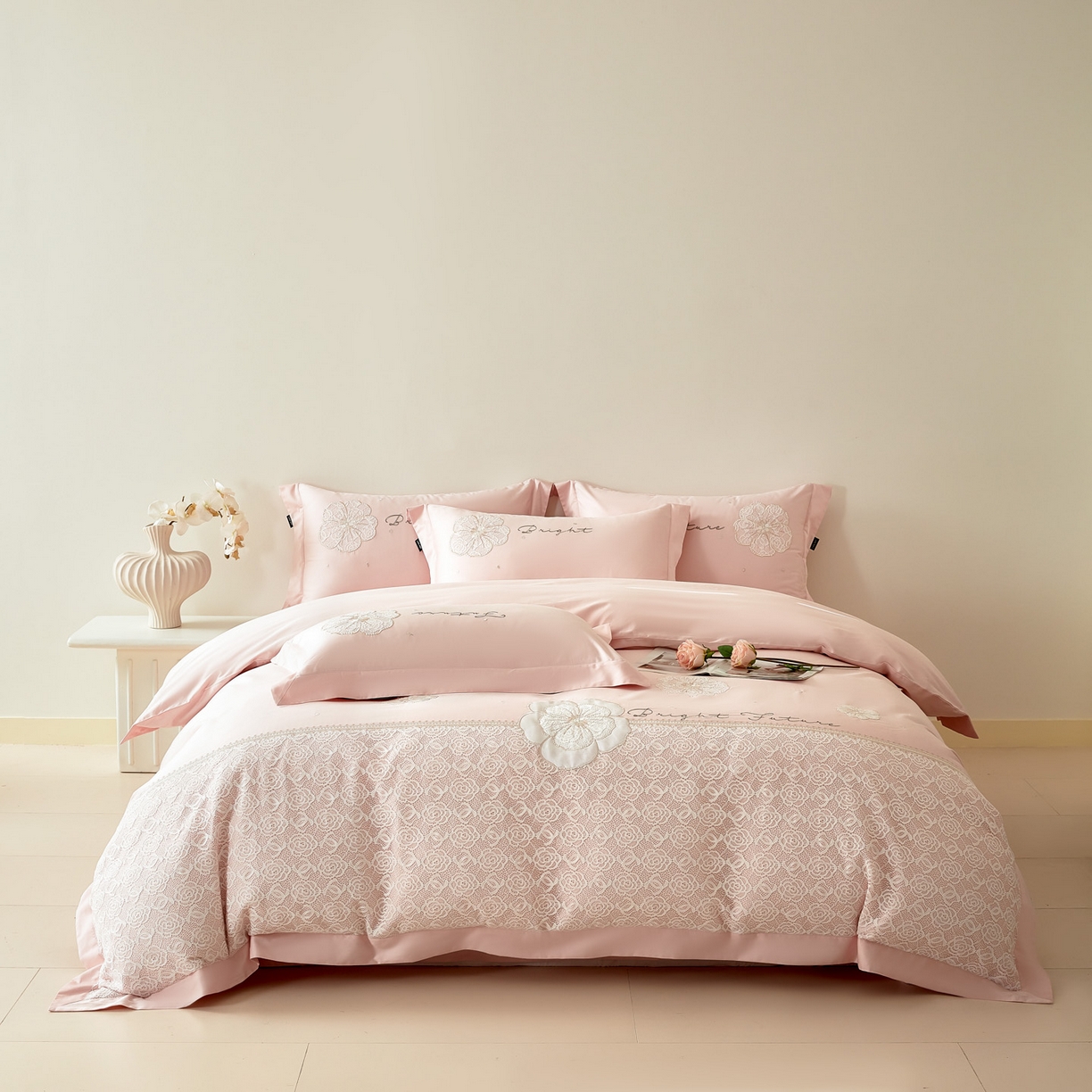 91家纺网 家纺一手货源 找家纺 （总）洺兰家居 2026年新疆长绒棉100支刺绣款绣花工艺款法式四件套 云岚