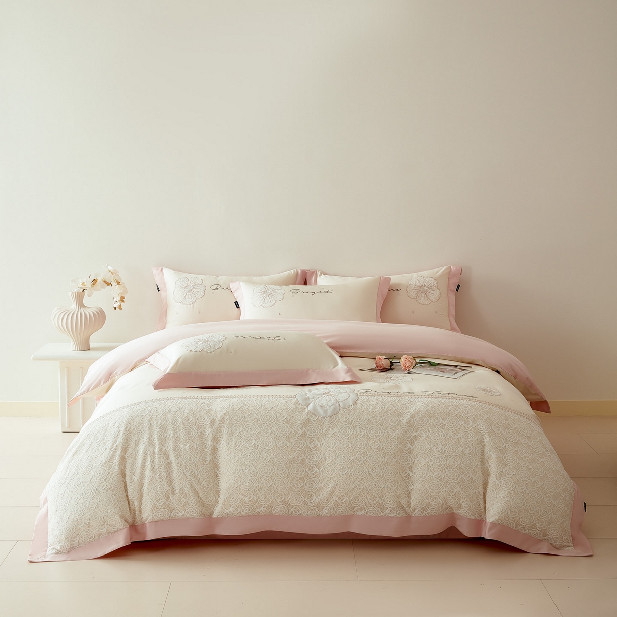 91家纺网 家纺一手货源 找家纺 （总）洺兰家居 2026年新疆长绒棉100支刺绣款绣花工艺款法式四件套 云岚