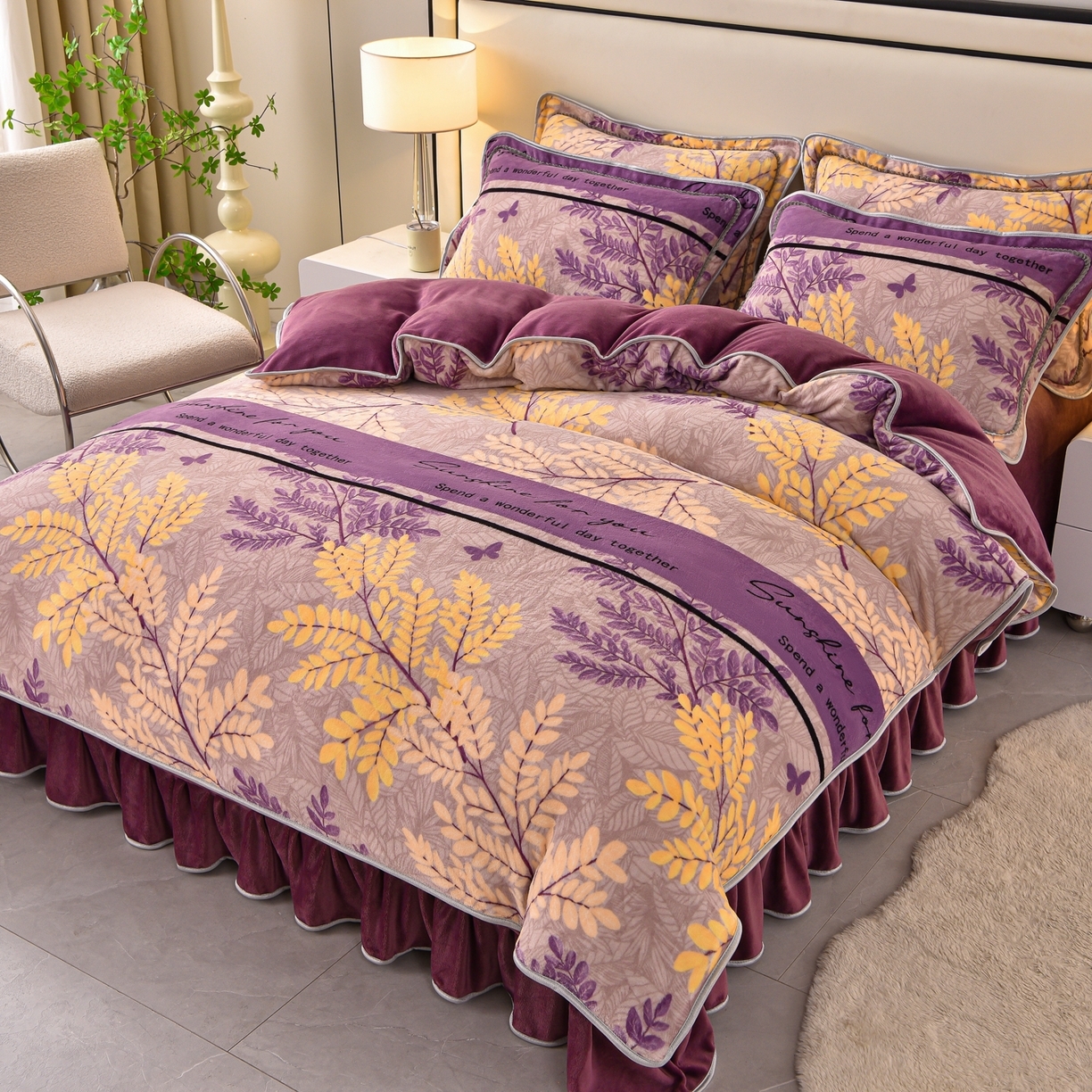 91家纺网 家纺一手货源 找家纺 （总）亿品2025直播爆款9.5斤牛奶绒四件套加厚保暖床裙四件套