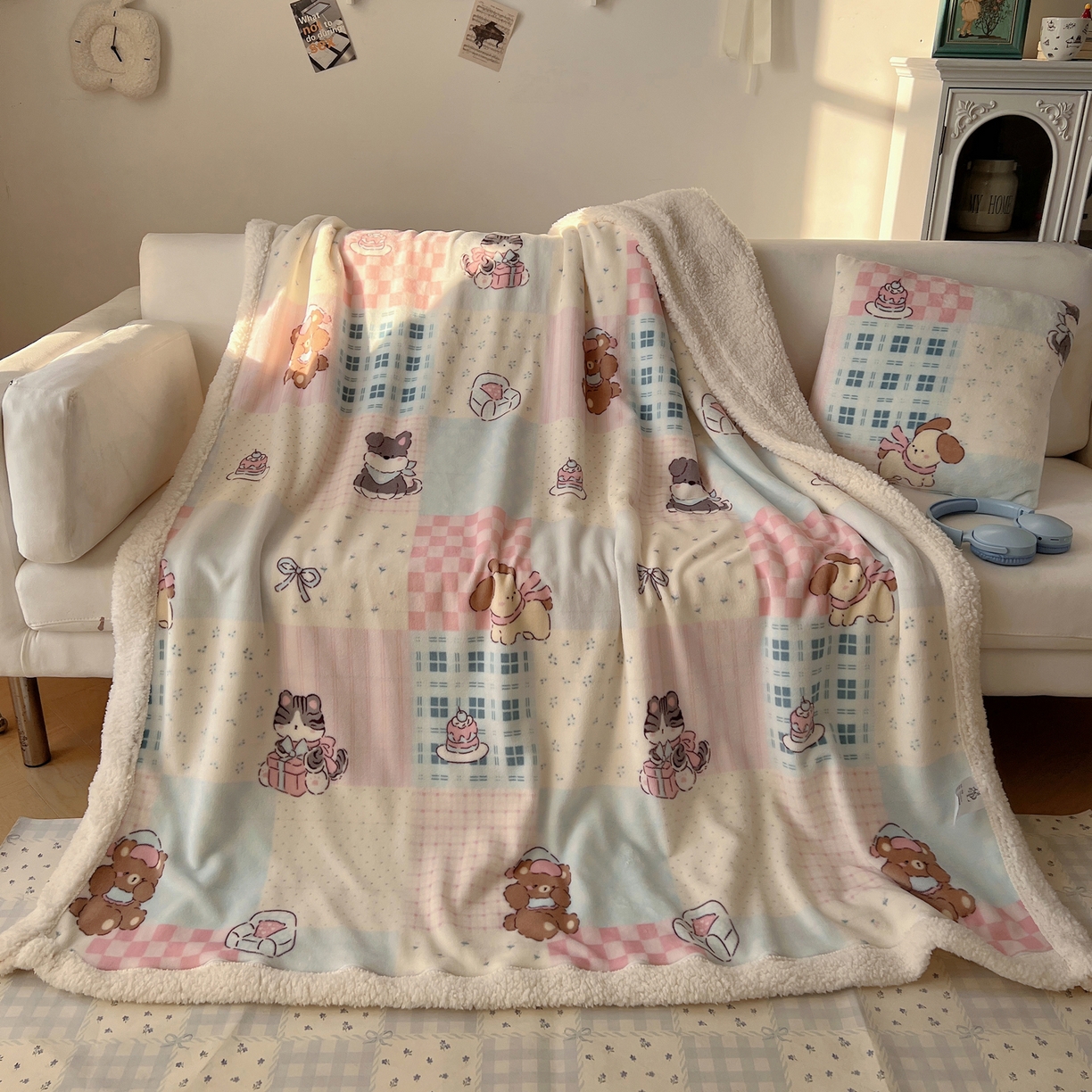 91家纺网 家纺一手货源 找家纺 （总）耀悦家纺 2025新款高克重拉链多用羊羔绒毛毯牛奶绒抱枕枕芯