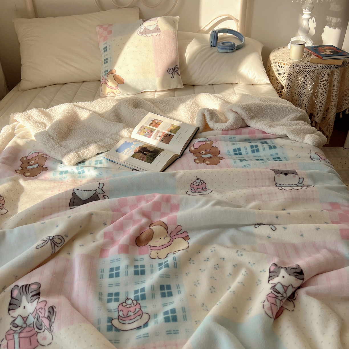 91家纺网 家纺一手货源 找家纺 （总）耀悦家纺 2025新款高克重拉链多用羊羔绒毛毯牛奶绒抱枕枕芯