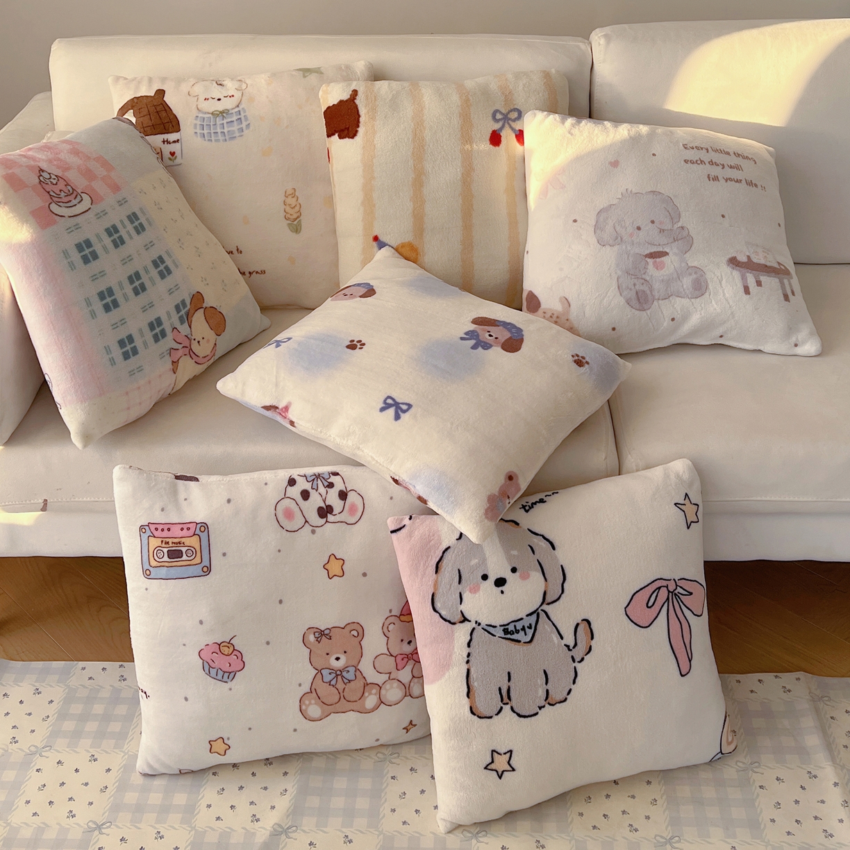 91家纺网 家纺一手货源 找家纺 耀悦家纺 2025新款高克重拉链多用羊羔绒毛毯牛奶绒抱枕枕芯 组合图