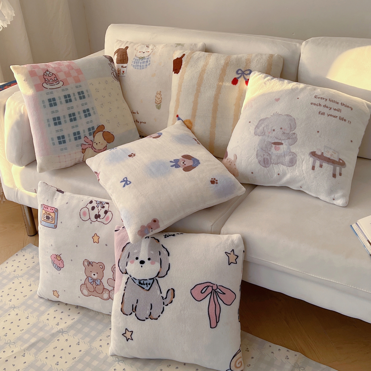 91家纺网 家纺一手货源 找家纺 耀悦家纺 2025新款高克重拉链多用羊羔绒毛毯牛奶绒抱枕枕芯 组合图