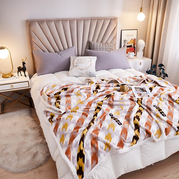 91家纺网 家纺一手货源 找家纺 坦客毯业 2025新款印花雪貂绒毛毯沙发盖毯午睡毯子 千鸟格