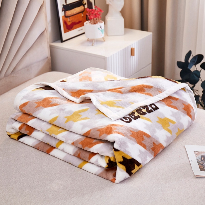 91家纺网 家纺一手货源 找家纺 肖恩毯业 2025新款印花雪貂绒毛毯沙发盖毯午睡毯子 千鸟格