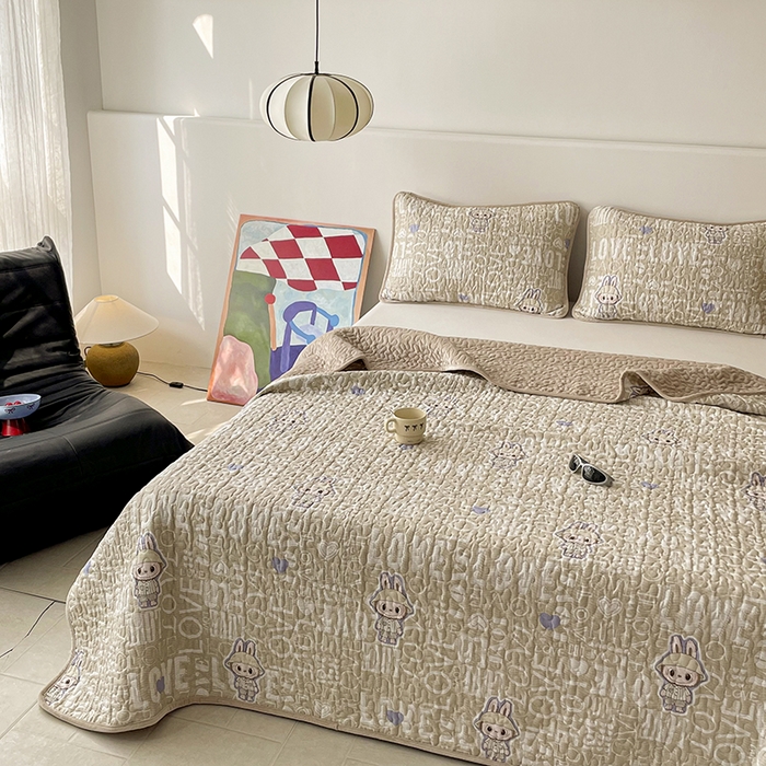 91家纺网 家纺一手货源 找家纺 （总）金绣美居 2025新款全棉婴儿绒包边款四季盖毯可铺可盖高温水洗毯床盖三件套