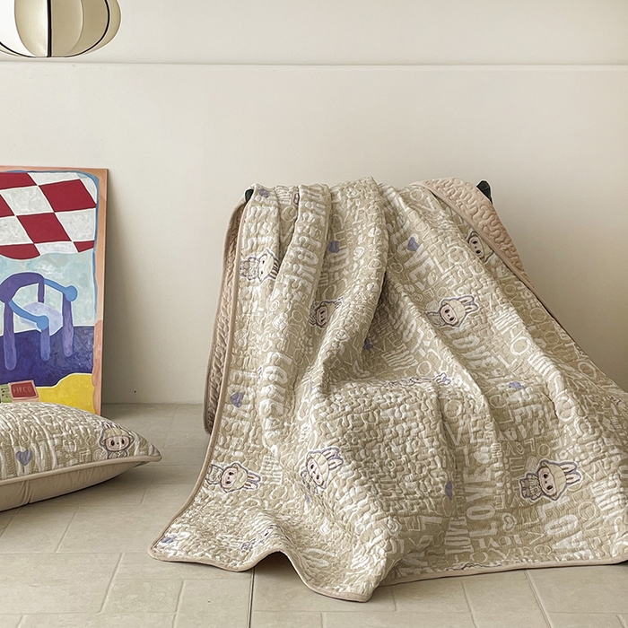 91家纺网 家纺一手货源 找家纺 （总）金绣美居 2025新款全棉婴儿绒包边款四季盖毯可铺可盖高温水洗毯床盖三件套