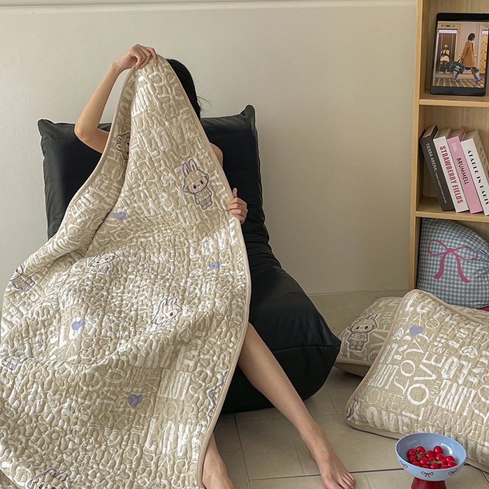 91家纺网 家纺一手货源 找家纺 （总）金绣美居 2025新款全棉婴儿绒包边款四季盖毯可铺可盖高温水洗毯床盖三件套