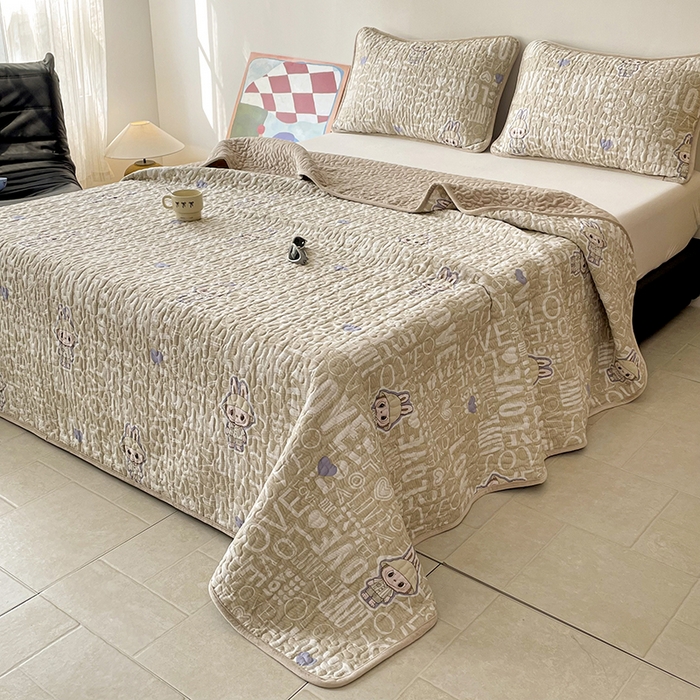 91家纺网 家纺一手货源 找家纺 （总）金绣美居 2025新款全棉婴儿绒包边款四季盖毯可铺可盖高温水洗毯床盖三件套