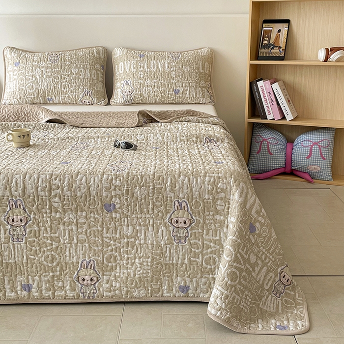 91家纺网 家纺一手货源 找家纺 （总）金绣美居 2025新款全棉婴儿绒包边款四季盖毯可铺可盖高温水洗毯床盖三件套