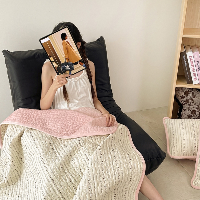 91家纺网 家纺一手货源 找家纺 金绣美居 2025新款全棉婴儿绒包边款四季盖毯可铺可盖高温水洗毯床盖三件套 夏有乔木