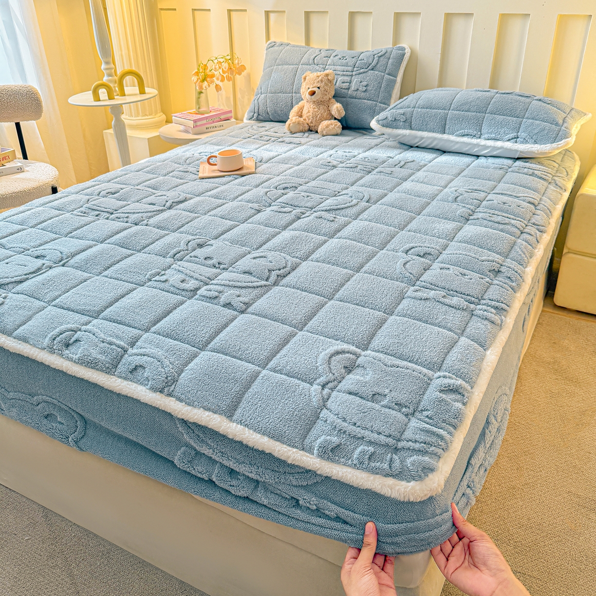 91家纺网 家纺一手货源 找家纺 （总）予梦家纺 2025新款塔芙绒夹棉床笠单床笠