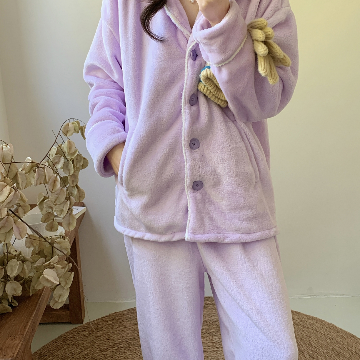 91家纺网 家纺一手货源 找家纺 多乐娜 2025新款奶芙绒家居服 （会员拿货-5元，控价最低零售价128元起！） 女款-香芋紫