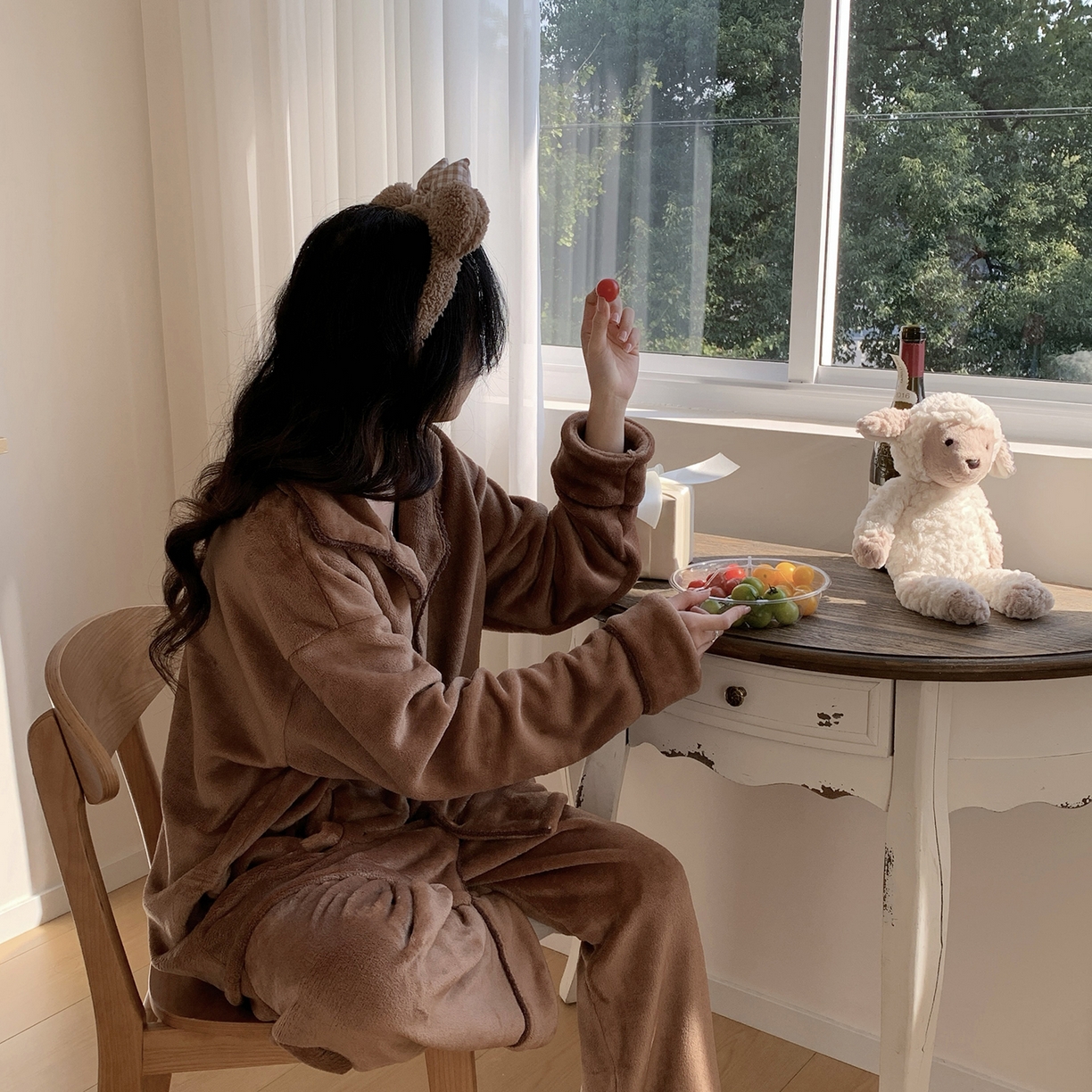 91家纺网 家纺一手货源 找家纺 多乐娜 2025新款奶芙绒家居服 （会员拿货-5元，控价最低零售价128元起！） 男款-可可棕