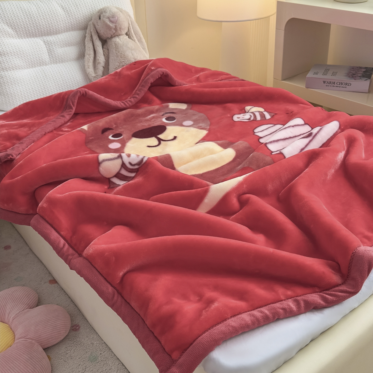 91家纺网 家纺一手货源 找家纺 爱彼家纺 2025冬季新款拉舍尔童毯毛毯毯子-系列二 拉舍尔童毯-兄弟-家06大红