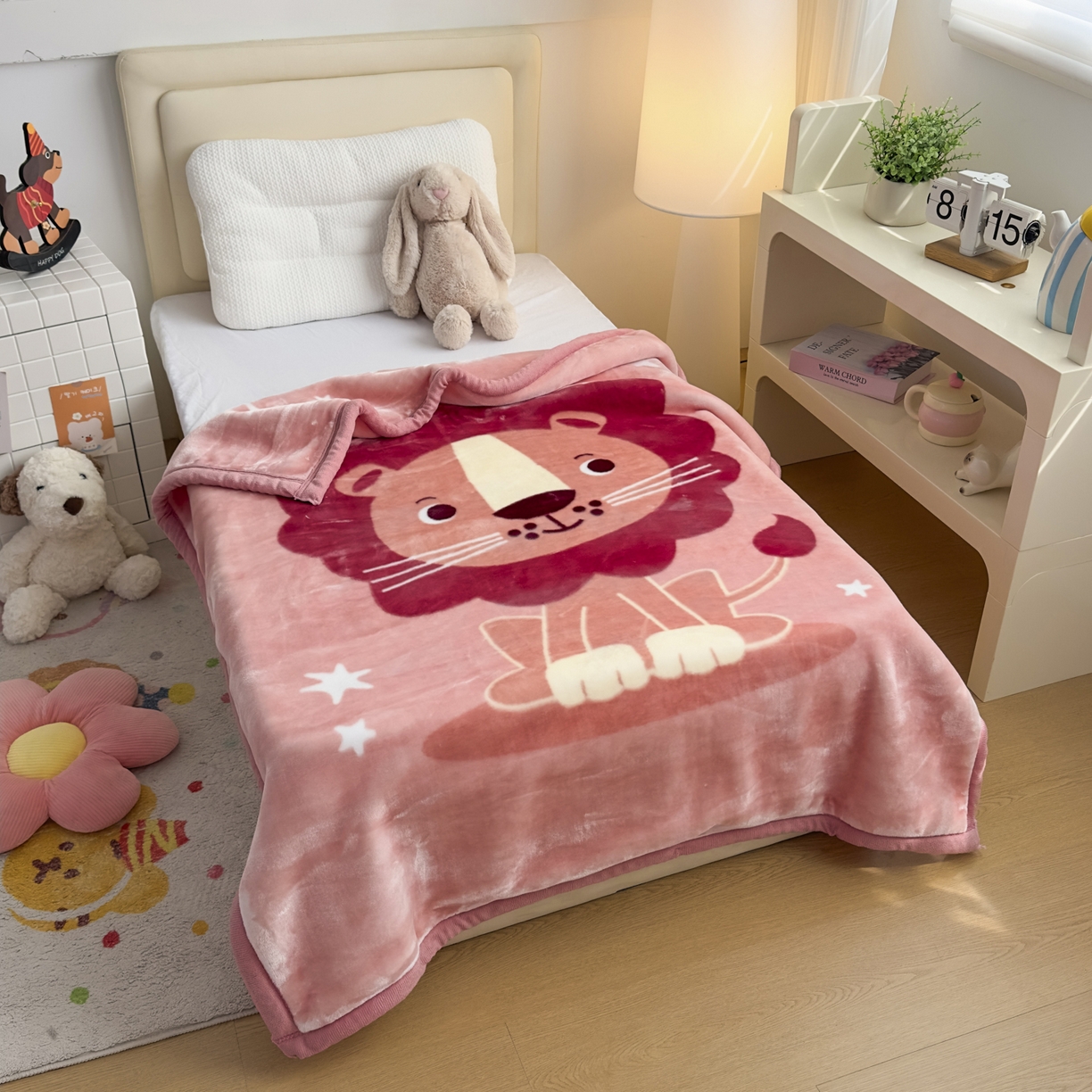 91家纺网 家纺一手货源 找家纺 爱彼家纺 2025冬季新款拉舍尔童毯毛毯毯子-系列二 拉舍尔童毯-暖阳西子04卡琪