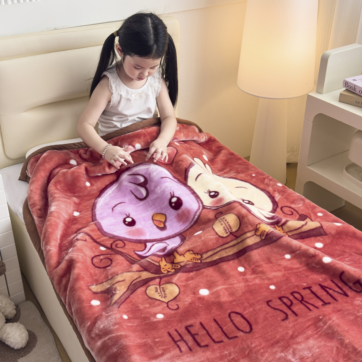 91家纺网 家纺一手货源 找家纺 爱彼家纺 2025冬季新款拉舍尔童毯毛毯毯子-系列二 拉舍尔童毯-小小公主04咖啡色