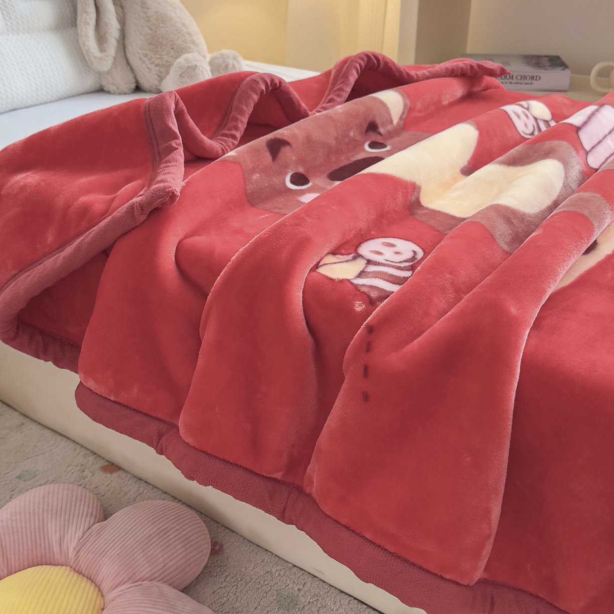 91家纺网 家纺一手货源 找家纺 爱彼家纺 2025冬季新款拉舍尔童毯毛毯毯子-系列二 拉舍尔童毯-兄弟-家06大红