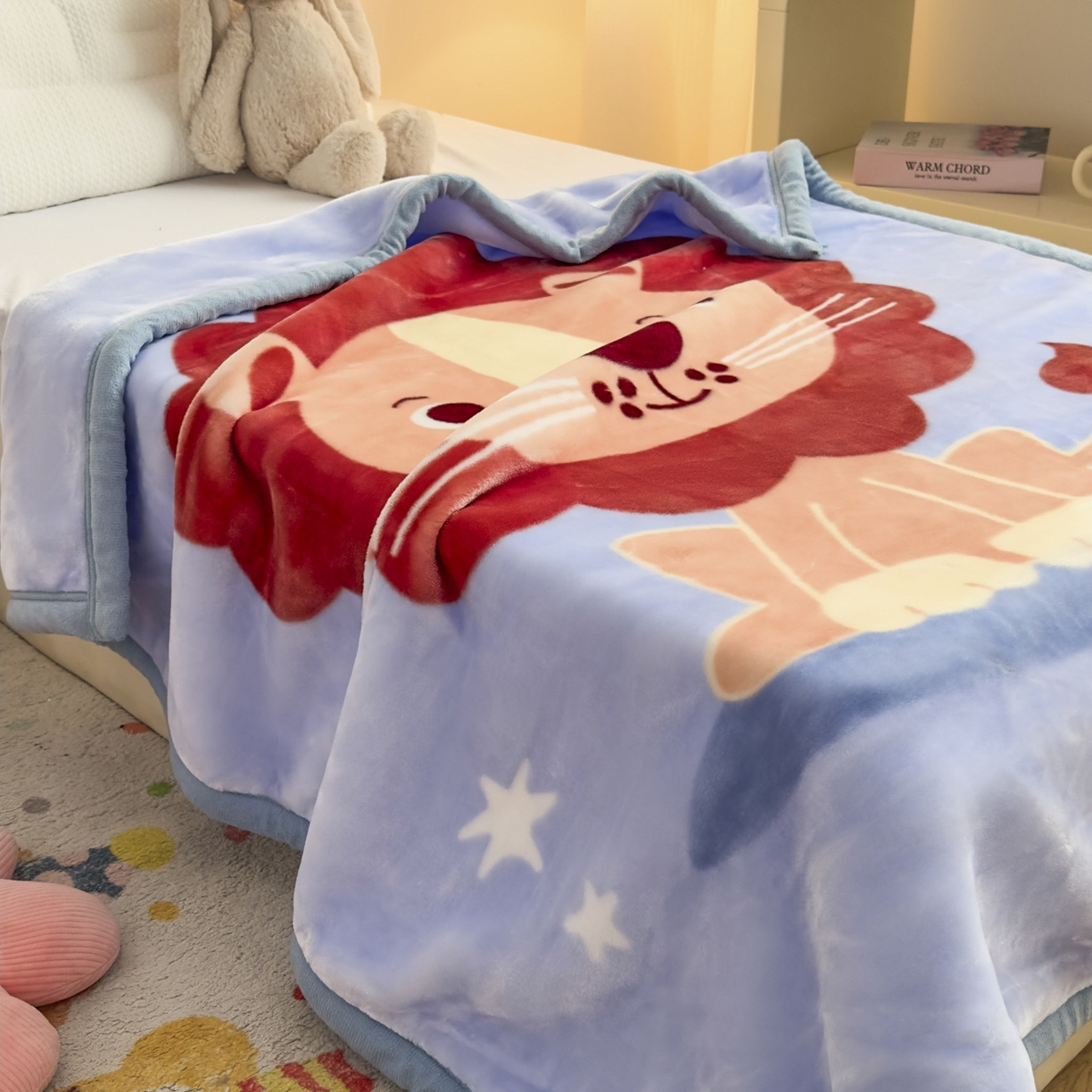 91家纺网 家纺一手货源 找家纺 爱彼家纺 2025冬季新款拉舍尔童毯毛毯毯子-系列二 拉舍尔童毯-暖阳西子02浅兰