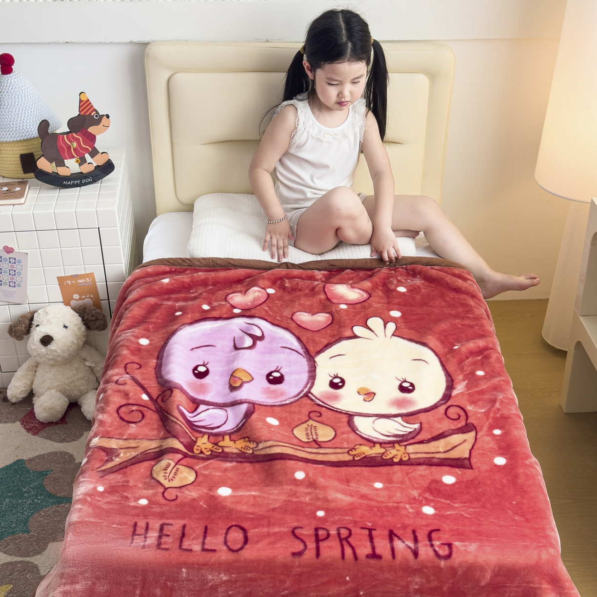 91家纺网 家纺一手货源 找家纺 爱彼家纺 2025冬季新款拉舍尔童毯毛毯毯子-系列二 拉舍尔童毯-小小公主04咖啡色