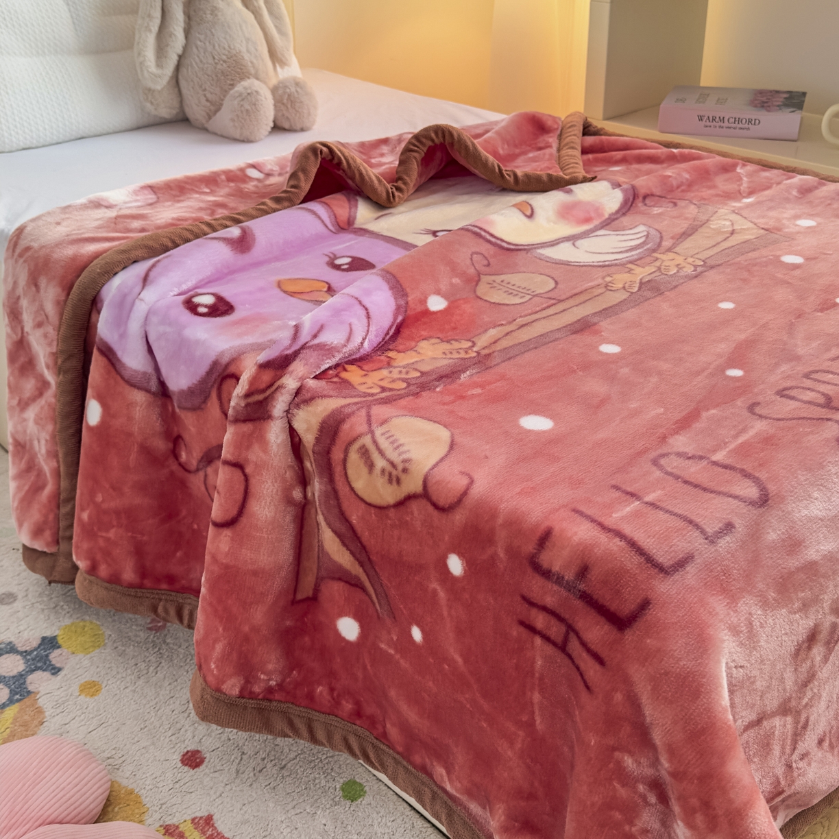 91家纺网 家纺一手货源 找家纺 爱彼家纺 2025冬季新款拉舍尔童毯毛毯毯子-系列二 拉舍尔童毯-小小公主04咖啡色