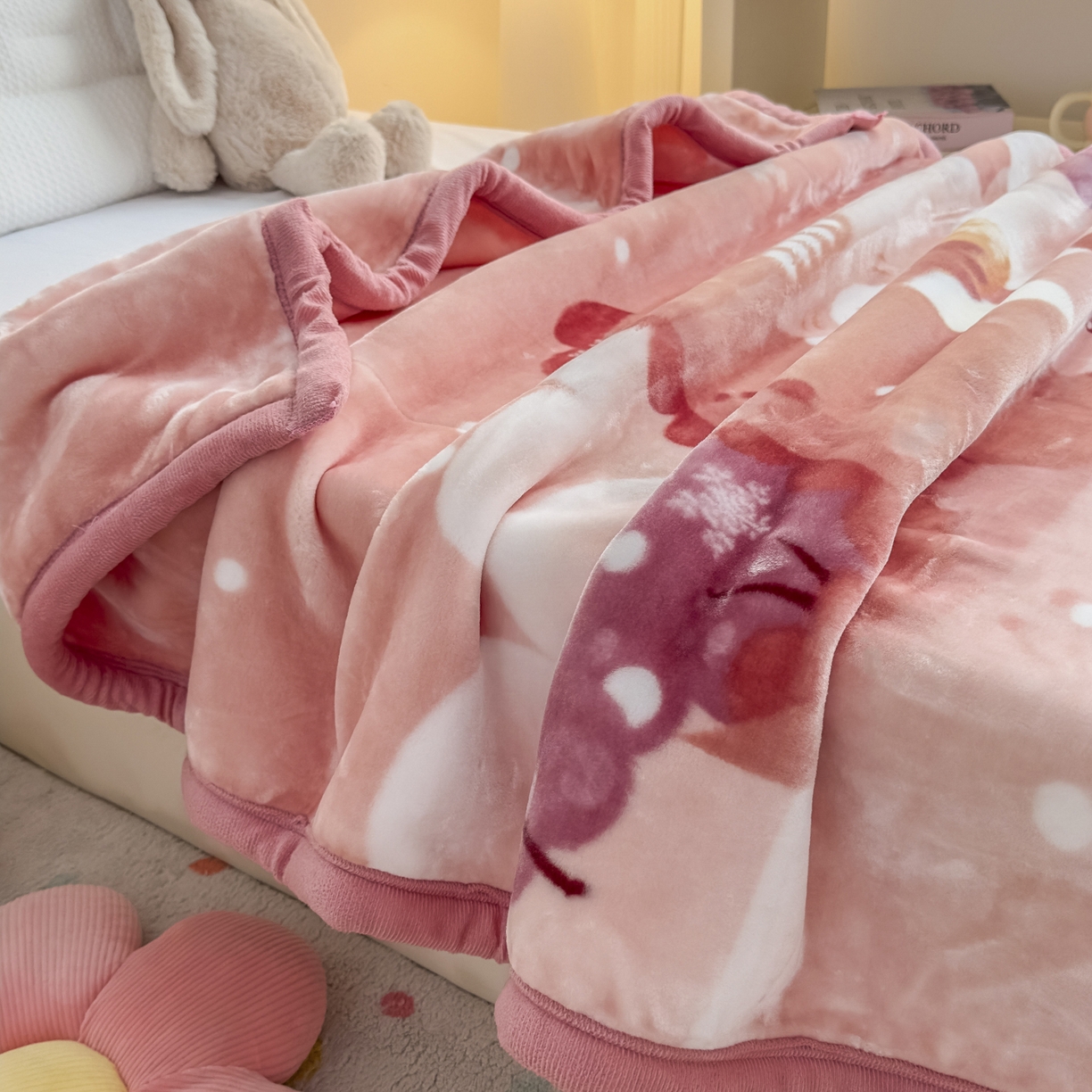 91家纺网 家纺一手货源 找家纺 爱彼家纺 2025冬季新款拉舍尔童毯毛毯毯子-系列二 拉舍尔童毯-冰雪恐龙09肉驼