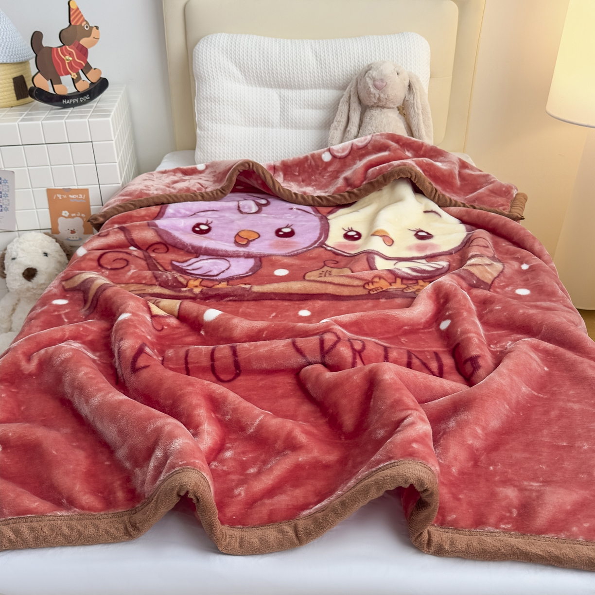 91家纺网 家纺一手货源 找家纺 爱彼家纺 2025冬季新款拉舍尔童毯毛毯毯子-系列二 拉舍尔童毯-小小公主04咖啡色