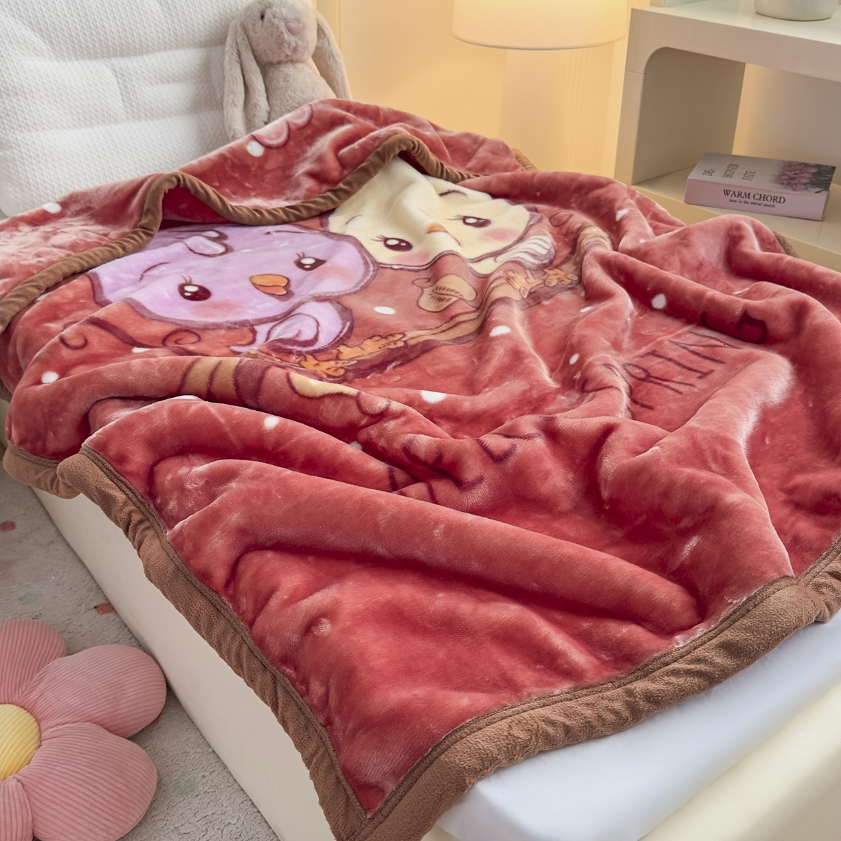 91家纺网 家纺一手货源 找家纺 爱彼家纺 2025冬季新款拉舍尔童毯毛毯毯子-系列二 拉舍尔童毯-小小公主04咖啡色