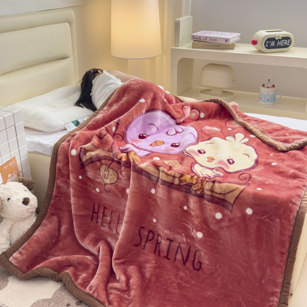 91家纺网 家纺一手货源 找家纺 爱彼家纺 2025冬季新款拉舍尔童毯毛毯毯子-系列二 拉舍尔童毯-小小公主04咖啡色