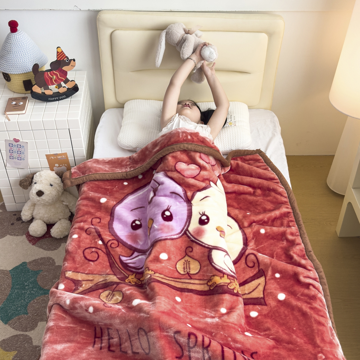 91家纺网 家纺一手货源 找家纺 爱彼家纺 2025冬季新款拉舍尔童毯毛毯毯子-系列二 拉舍尔童毯-小小公主04咖啡色