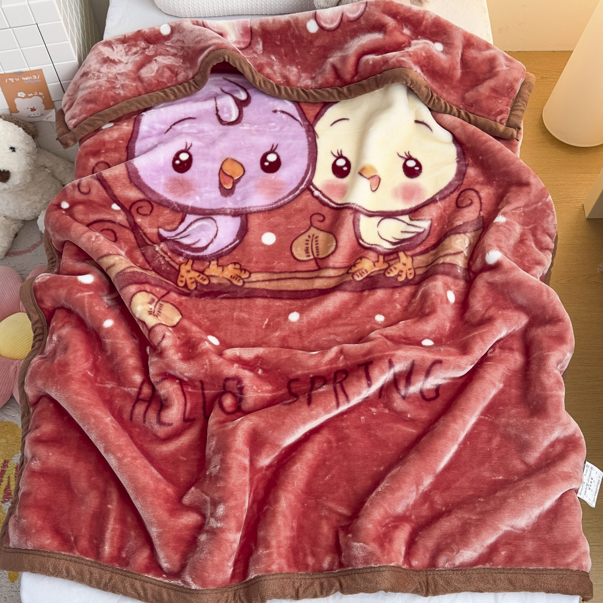 91家纺网 家纺一手货源 找家纺 爱彼家纺 2025冬季新款拉舍尔童毯毛毯毯子-系列二 拉舍尔童毯-小小公主04咖啡色