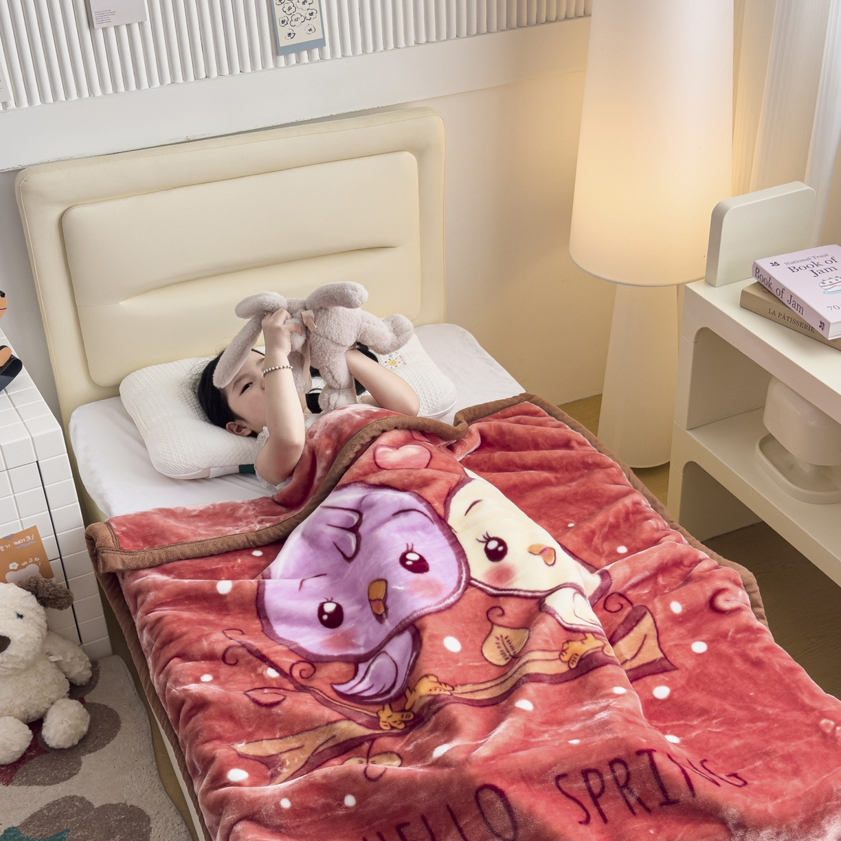 91家纺网 家纺一手货源 找家纺 爱彼家纺 2025冬季新款拉舍尔童毯毛毯毯子-系列二 拉舍尔童毯-小小公主04咖啡色