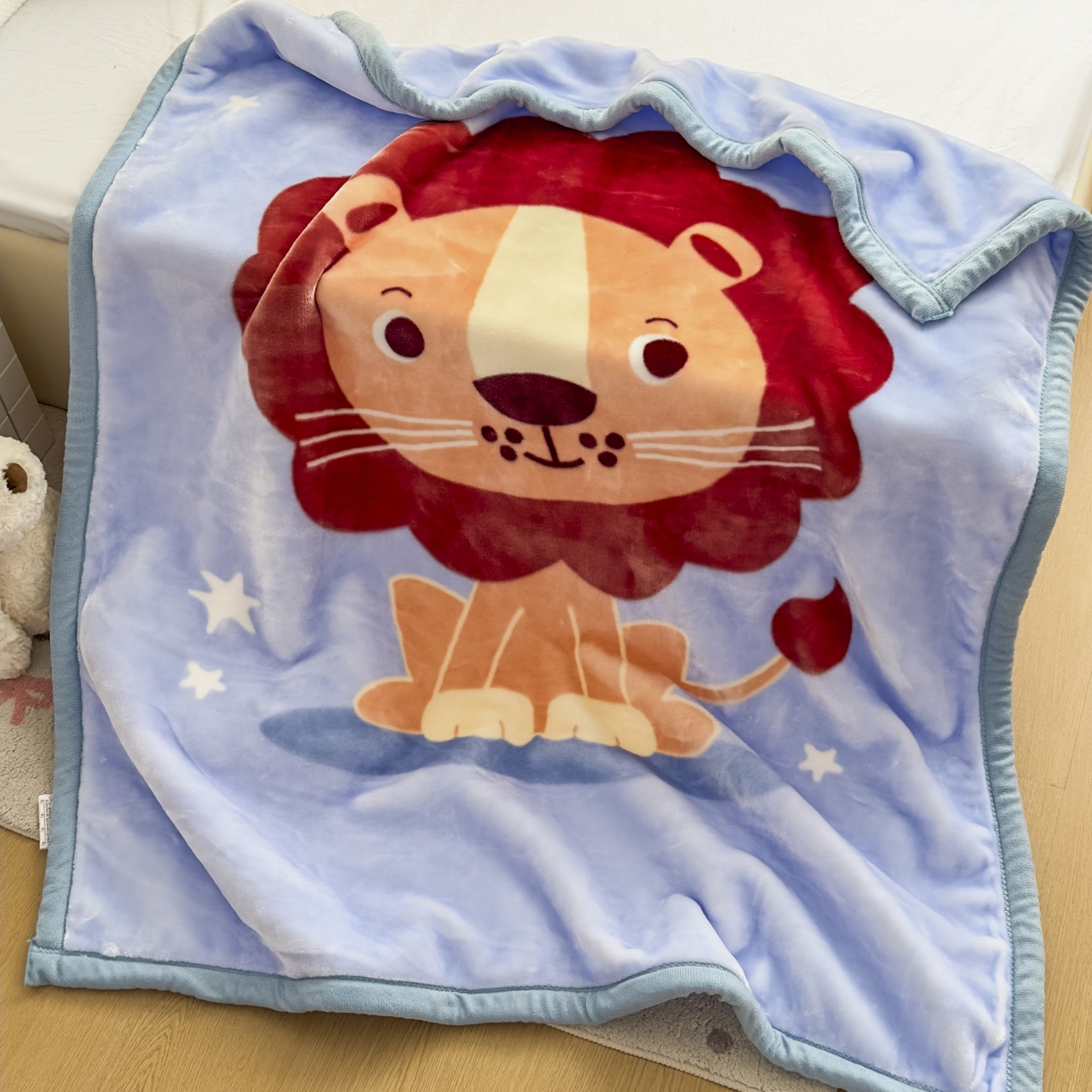 91家纺网 家纺一手货源 找家纺 爱彼家纺 2025冬季新款拉舍尔童毯毛毯毯子-系列二 拉舍尔童毯-暖阳西子02浅兰