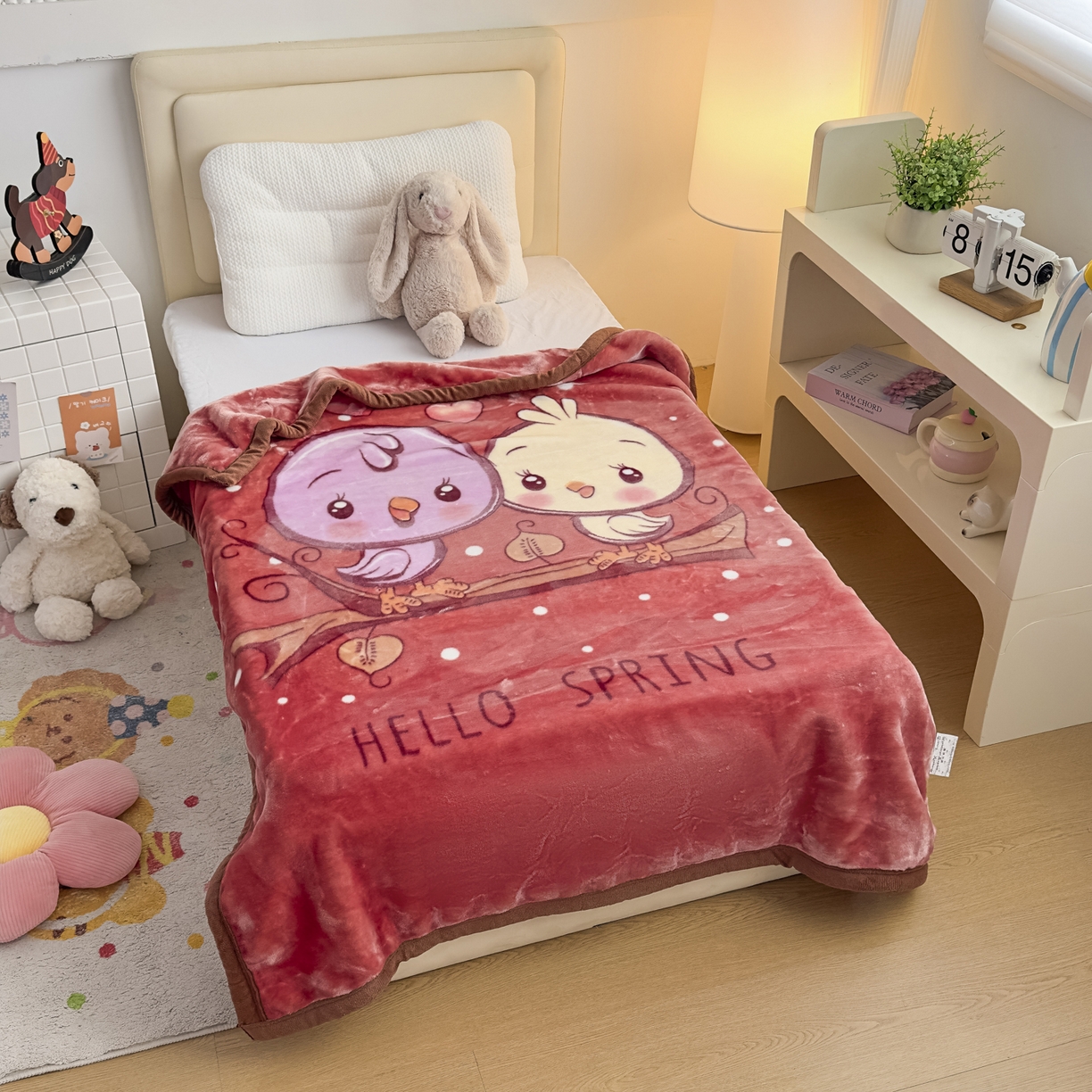 91家纺网 家纺一手货源 找家纺 爱彼家纺 2025冬季新款拉舍尔童毯毛毯毯子-系列二 拉舍尔童毯-小小公主04咖啡色