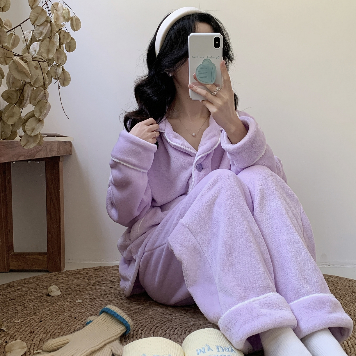 91家纺网 家纺一手货源 找家纺 多乐娜 2025新款奶芙绒家居服 （会员拿货-5元，控价最低零售价128元起！） 女款-香芋紫