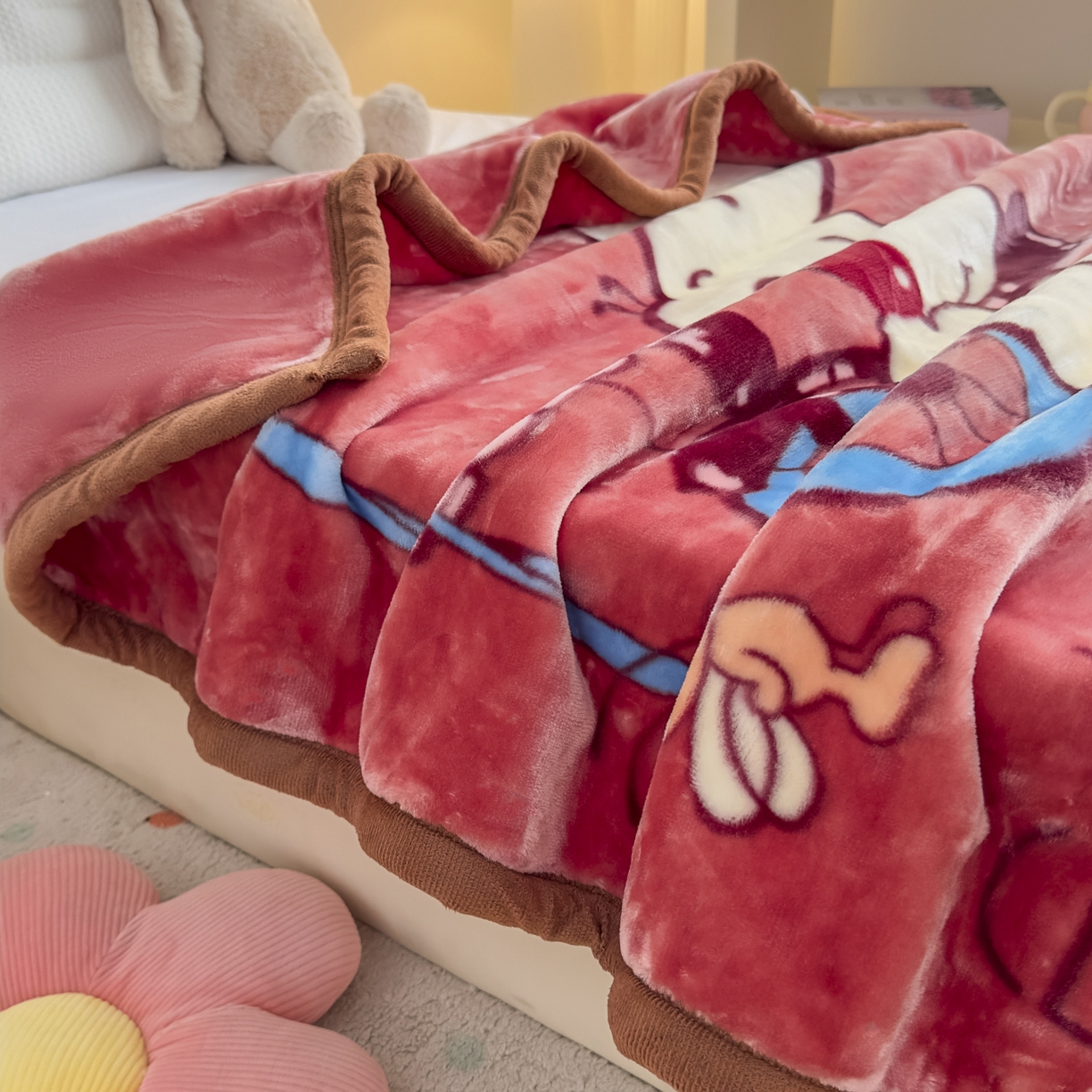 91家纺网 家纺一手货源 找家纺 爱彼家纺 2025冬季新款拉舍尔童毯毛毯毯子-系列二 拉舍尔童毯-01宝妈带娃