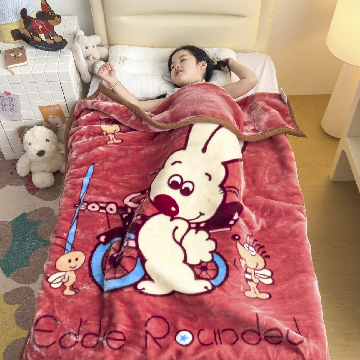 91家纺网 家纺一手货源 找家纺 爱彼家纺 2025冬季新款拉舍尔童毯毛毯毯子-系列二 拉舍尔童毯-01宝妈带娃