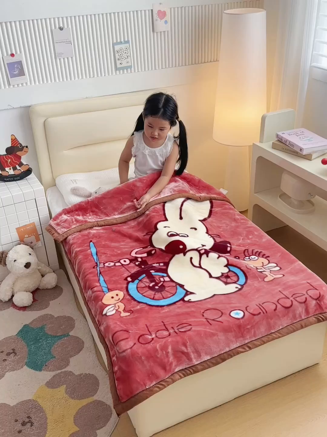 91家纺网 家纺一手货源 找家纺 爱彼家纺 2025冬季新款拉舍尔童毯毛毯毯子-系列二 拉舍尔童毯-01宝妈带娃