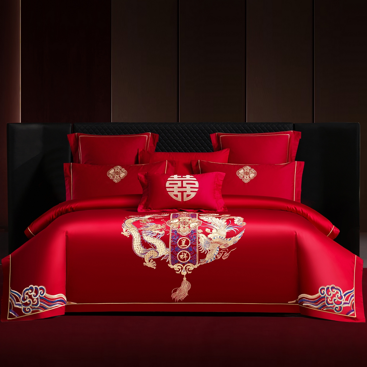 91家纺网 家纺一手货源 找家纺 （总）置顶家纺 2025新款新中式婚庆亲肤棉绣花四件套