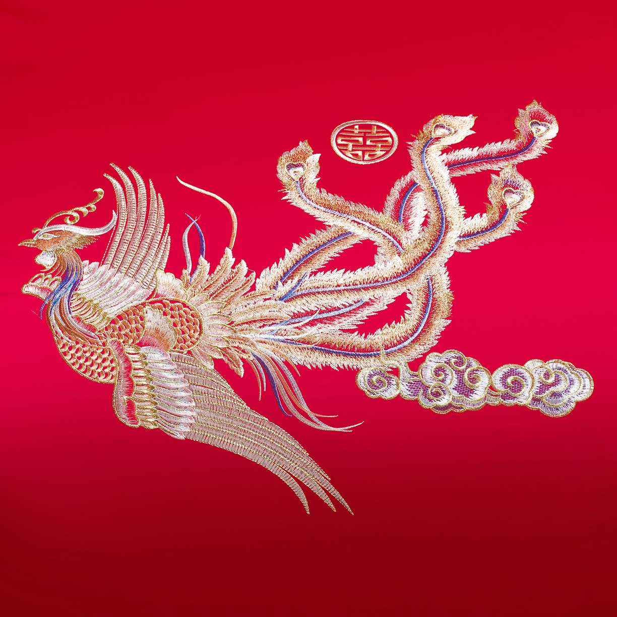 91家纺网 家纺一手货源 找家纺 置顶家纺 2025新款新中式婚庆亲肤棉绣花四件套 龙凤瑞彩-大红