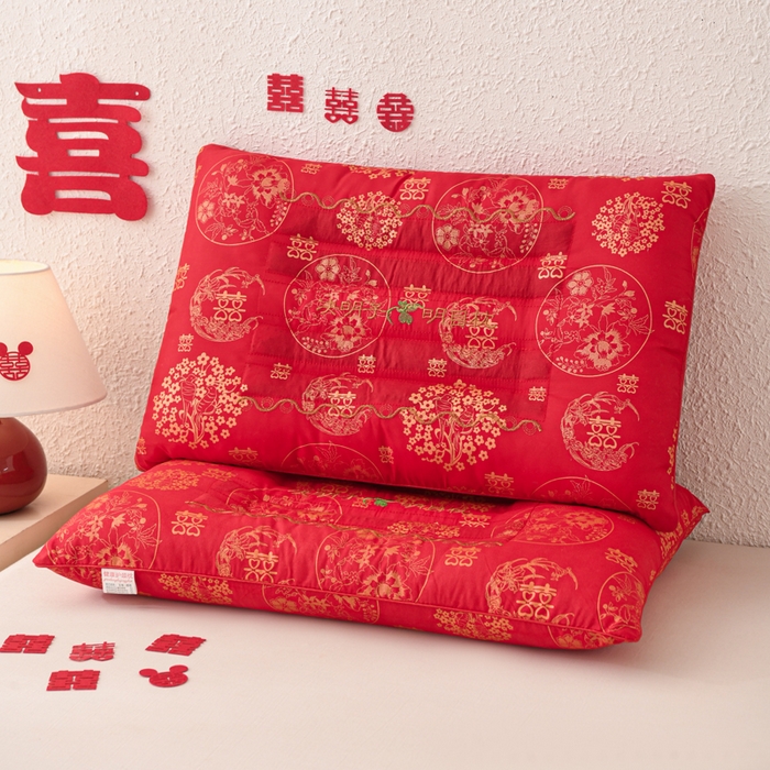 91家纺网 家纺一手货源 找家纺 （总）仁宇枕业 2025新款新品结婚喜庆婚庆大红定型枕头枕芯