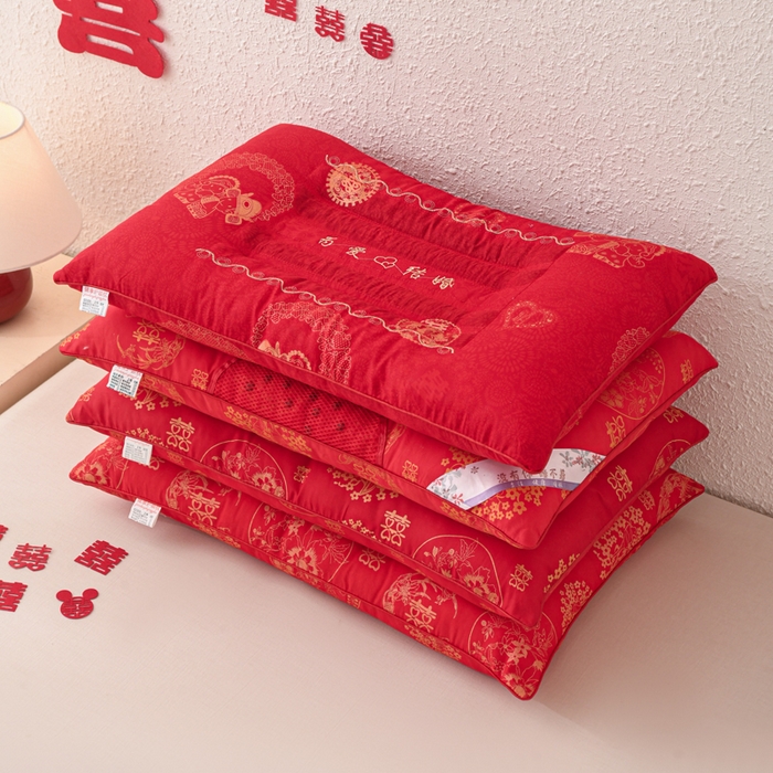 91家纺网 家纺一手货源 找家纺 仁宇枕业 2025新款新品结婚喜庆婚庆大红定型枕头枕芯 组合图