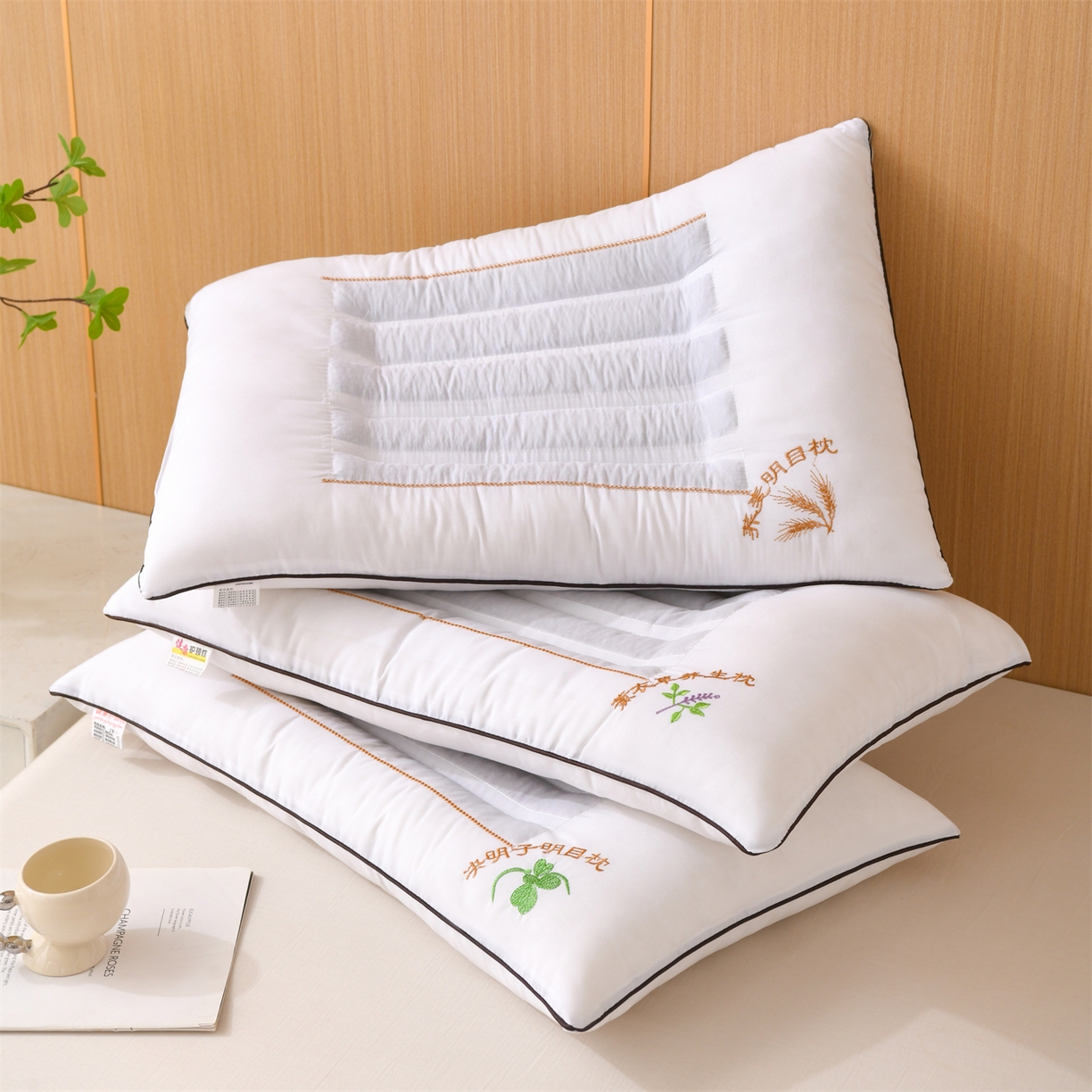 91家纺网 家纺一手货源 找家纺 仁宇枕业 2025新款新品花草枕头决明子荞麦薰衣草枕头枕芯 花草三线-组合图