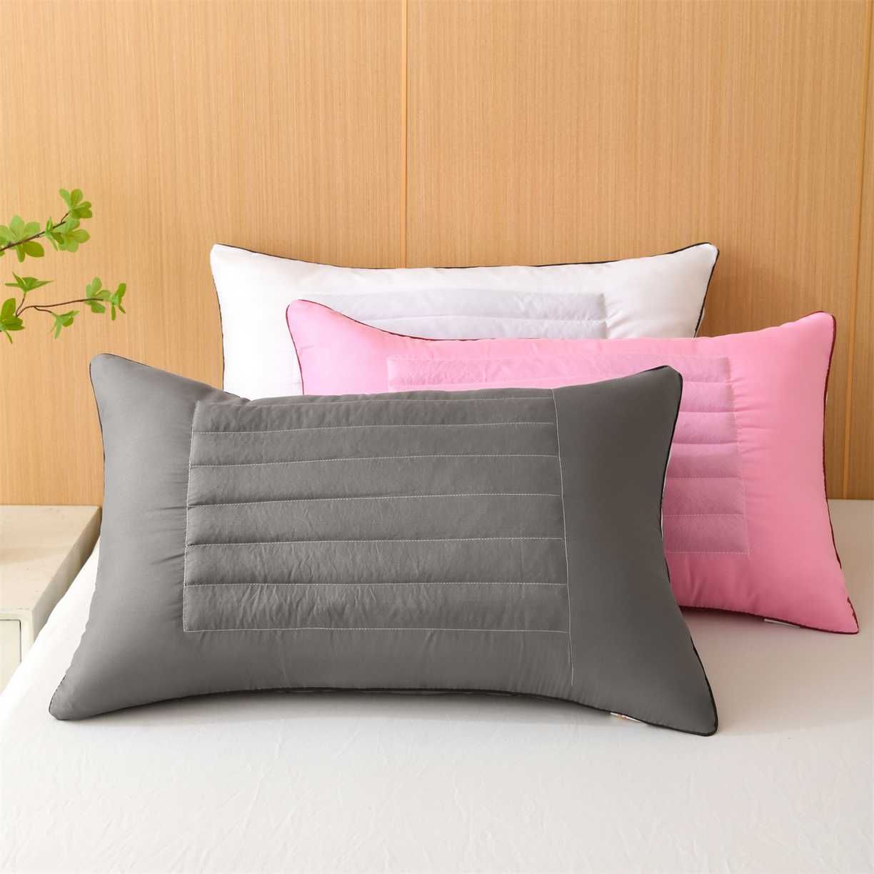 91家纺网 家纺一手货源 找家纺 （总）仁宇枕业 2025新款新品白色灰色粉色荞麦两用枕头枕芯
