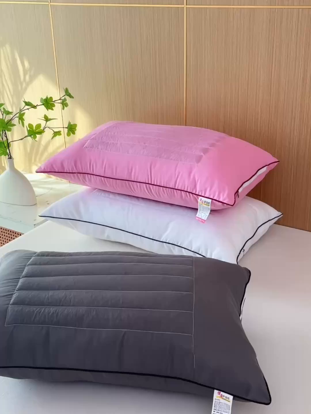 91家纺网 家纺一手货源 找家纺 （总）仁宇枕业 2025新款新品白色灰色粉色荞麦两用枕头枕芯