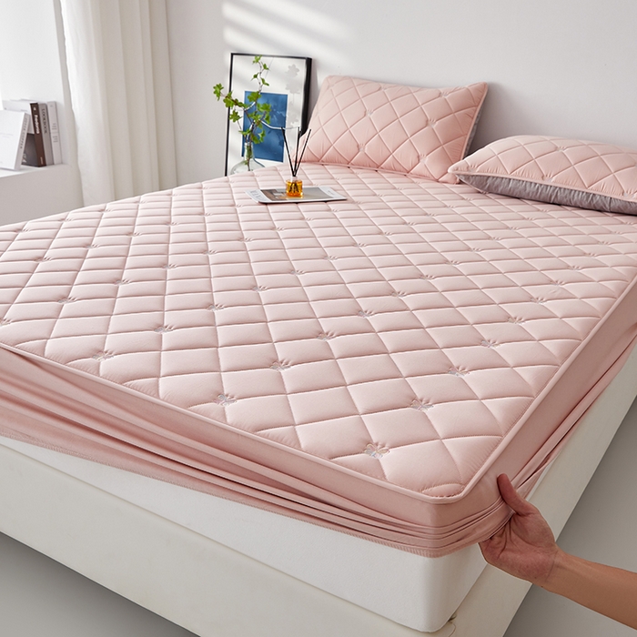 91家纺网 家纺一手货源 找家纺 红淳家纺 2025新款全棉刺绣蝴蝶款防水床笠单品床笠床笠单件 刺绣蝴蝶款-豆沙