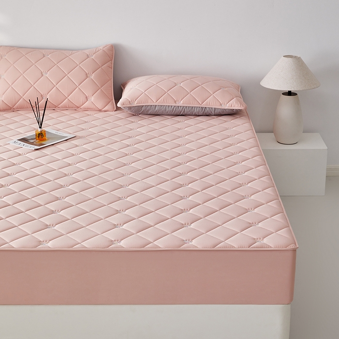 91家纺网 家纺一手货源 找家纺 红淳家纺 2025新款全棉刺绣蝴蝶款防水床笠单品床笠床笠单件 刺绣蝴蝶款-豆沙