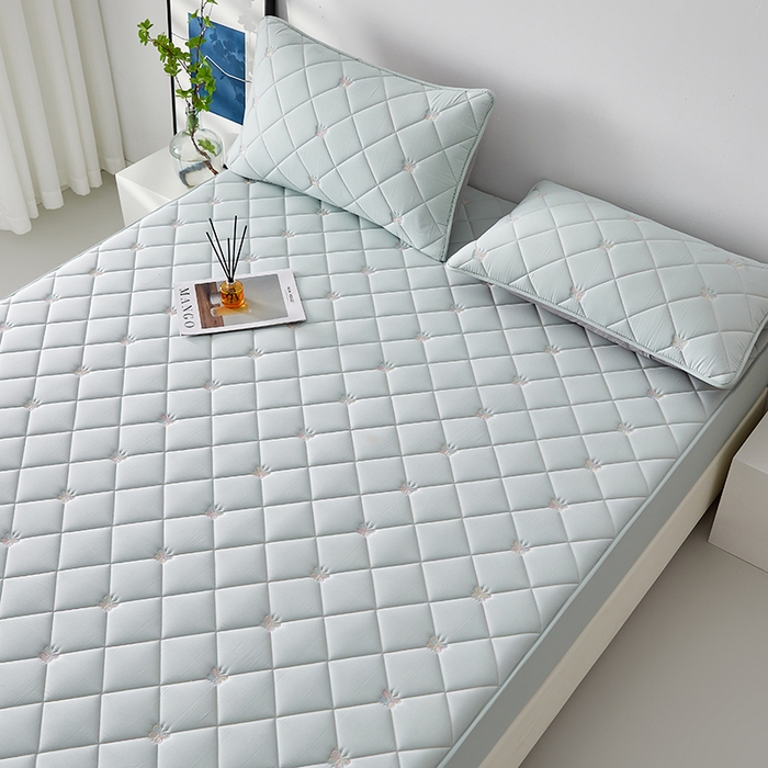 91家纺网 家纺一手货源 找家纺 红淳家纺 2025新款全棉刺绣蝴蝶款防水床笠单品床笠床笠单件 刺绣蝴蝶款-水绿