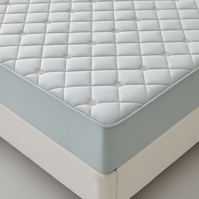 91家纺网 家纺一手货源 找家纺 红淳家纺 2025新款全棉刺绣蝴蝶款防水床笠单品床笠床笠单件 刺绣蝴蝶款-水绿