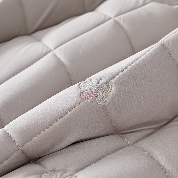 91家纺网 家纺一手货源 找家纺 红淳家纺 2025新款全棉刺绣蝴蝶款防水床笠单品床笠床笠单件 刺绣蝴蝶款-浅灰